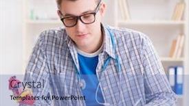  Presentation with medical student - PPT layouts with medical-student-studying-heart background and a teal colored foreground