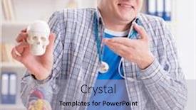  Presentation with medical student - Colorful slide deck enhanced with medical student studying skeleton in classroom during lecture backdrop and a light gray colored foreground