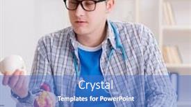  Presentation with medical student - Presentation design featuring medical student studying skeleton background and a teal colored foreground