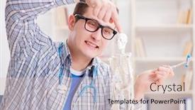  Presentation with medical student - PPT theme with medical-student-studying-skeleton background and a lemonade colored foreground