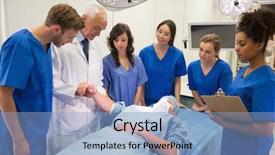  Presentation with pulse - Amazing PPT layouts having medical students and professor checking backdrop and a light blue colored foreground