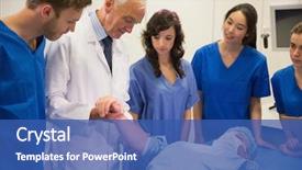  Presentation with medical student - Beautiful slide deck featuring medical students and professor checking backdrop and a ocean colored foreground