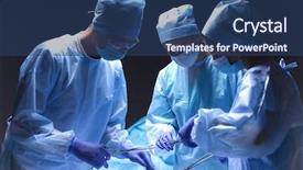  Presentation with operating room - Presentation theme with medical students white coats - team surgeon at work background and a ocean colored foreground