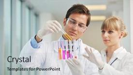  Presentation with biology - Audience pleasing theme consisting of pharmacy student - science and research biology chemistry backdrop and a light gray colored foreground