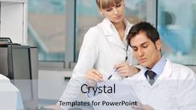  Presentation with biology - Colorful theme enhanced with white medical students white coats group - science and research biology chemistry backdrop and a lemonade colored foreground