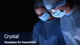  Presentation with team work and productivity - Presentation consisting of white medical students white coats group - team surgeon at work background and a  colored foreground