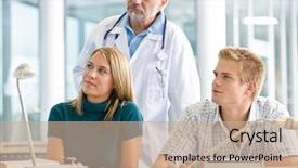  Presentation with medical students - Presentation theme enhanced with medical students with professor background and a coral colored foreground