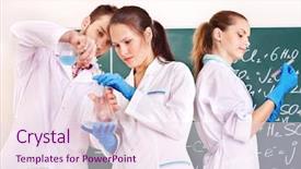  Presentation with study - Slide deck with medical study - group chemistry student with flask background and a sky blue colored foreground