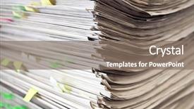  Presentation with inbox - PPT theme having medical study - overflowing paperwork inbox background and a violet colored foreground