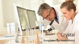  Presentation with biology - Cool new theme with medical study - student and teacher in biology backdrop and a  colored foreground