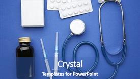  Presentation with health care - Cool new slides with medical stuff on blue background backdrop and a ocean colored foreground