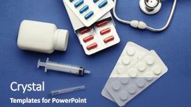  Presentation with health care - Cool new PPT theme with medical stuff on blue background backdrop and a ocean colored foreground