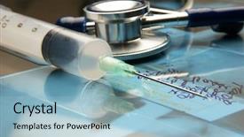  Presentation with radiation - Slide deck having medical stuff background and a light blue colored foreground