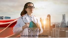  Presentation with brave - Cool new slide set with medical-superhero-heroic-doctor-wearing backdrop and a coral colored foreground