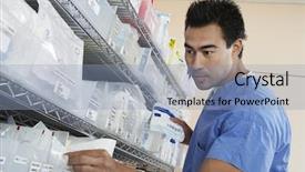  Presentation with medical pharmacy - Colorful slide deck enhanced with medical supplies at retail pharmacy backdrop and a light blue colored foreground