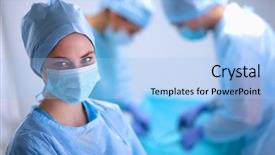  Presentation with operating room - Slides enhanced with medical surgery - team surgeon at work background and a light blue colored foreground