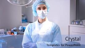  Presentation with surgery room - Presentation theme enhanced with medical surgery - young doctor in operating room background and a light blue colored foreground