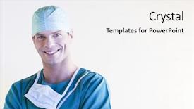  Presentation with ideas opthalmic surgeon - Presentation theme having medical surgion - close-up pf a smiling male background and a white colored foreground