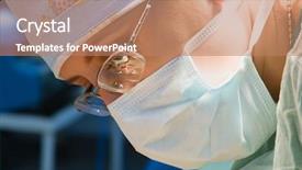  Presentation with operation room - Amazing PPT layouts having biometric verification face recognition backdrop and a seafoam green colored foreground.