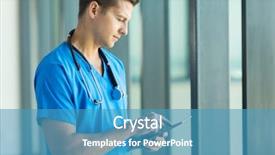  Presentation with intensive care unit health - Presentation design featuring medical surgion - good looking young health care background and a teal colored foreground