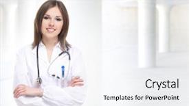  Presentation with doctor cartoon - PPT theme with medical surgion - young attractive doctor isolated background and a sky blue colored foreground