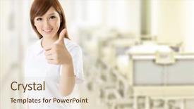  Presentation with nursing to nurse communication - Slide deck with medical symbol - attractive nurse give you background and a soft green colored foreground