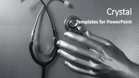  Presentation with futuristic - Cool new PPT theme with medical symbol - health stethoscope futuristic silver gray backdrop and a gray colored foreground