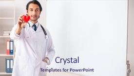  Presentation with whiteboard kids cute cartoon - PPT theme with medical symbol presentation - young doctor in front background and a  colored foreground