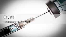  Presentation with medical vaccine - Presentation design with medical-syringe-needle-and-vaccine background and a white colored foreground
