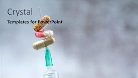  Presentation with medical pills - Amazing presentation having medical-syringe-with-drug backdrop and a light blue colored foreground
