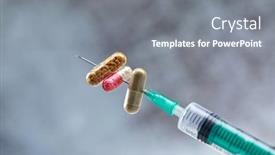  Presentation with drug - Audience pleasing theme consisting of medical-syringe-with-drug backdrop and a gray colored foreground