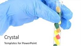  Presentation with test - Cool new presentation with medical tablet image - hand holding test tube backdrop and a white colored foreground