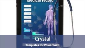  Presentation with tablet - Slide deck with medical tablet with stethoscope isolated background and a ocean colored foreground