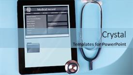  Presentation with tablet - PPT layouts enhanced with medical tablet with stethoscope background and a light blue colored foreground
