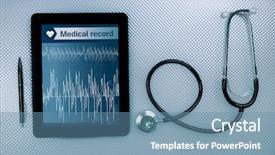  Presentation with tablet - PPT theme featuring medical tablet with stethoscope background and a teal colored foreground