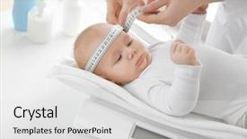  Presentation with baby doctor - Beautiful PPT layouts featuring doctor examining baby on scales backdrop and a white colored foreground