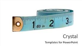  Presentation with analoge tape symphony - Slides having weight watcher - old blue measuring tape background and a  colored foreground
