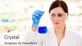  Presentation with veterinary laboratory - Theme having medical teaching - young female scientist working background and a white colored foreground