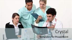  Presentation with male nurse - Amazing presentation design having medical teaching - young physician surrounded by male backdrop and a  colored foreground