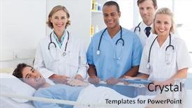  Presentation with medical training in patient care - Audience pleasing PPT layouts consisting of medical team and patient smiling backdrop and a light blue colored foreground