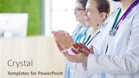  Presentation with team hands - PPT layouts with medical-team-clapping-their-hands background and a sky blue colored foreground