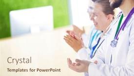  Presentation with team meeting - Slide set featuring medical-team-clapping-their-hands background and a cream colored foreground