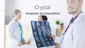  Presentation with diagnosis - PPT layouts with medical-team-discussing-diagnosis background and a sky blue colored foreground