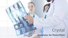  Presentation with diagnosis - Colorful PPT theme enhanced with medical-team-discussing-diagnosis backdrop and a light blue colored foreground