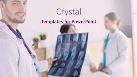  Presentation with diagnosis - Slide set enhanced with medical-team-discussing-diagnosis background and a sky blue colored foreground