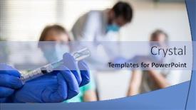  Presentation with medical vaccine - Audience pleasing PPT theme consisting of medical-team-giving-coronavirus-vaccine backdrop and a light blue colored foreground
