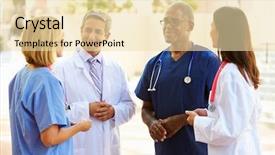  Presentation with team discussion - Cool new slide set with medical team having discussion outdoors backdrop and a lemonade colored foreground