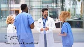  Presentation with team meeting - PPT layouts featuring medical-team-having-informal-meeting background and a light blue colored foreground
