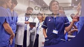  Presentation with elevator - Colorful slide deck enhanced with medical-team-in-hospital-elevator backdrop and a coral colored foreground