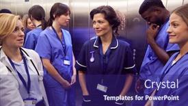  Presentation with elevator - Cool new theme with medical-team-in-hospital-elevator backdrop and a navy blue colored foreground